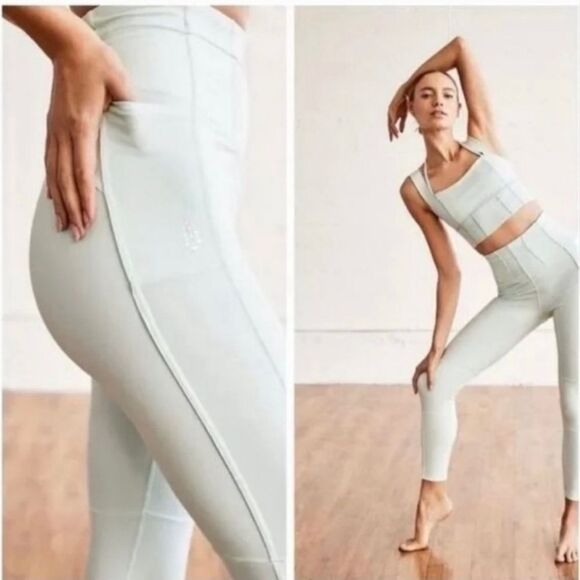 NWT Free People Keep It Up Leggings Light Blue Mint High-Waisted size M - Picture 10 of 11